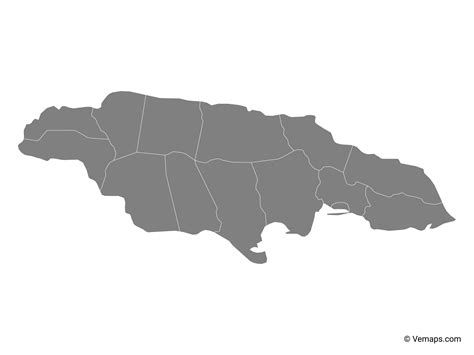 Grey Map of Jamaica with Parishes | Free Vector Maps