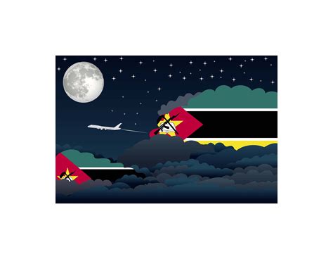 Mozambique Night Clouds Airplane Airport Flight Vector Illustration ...