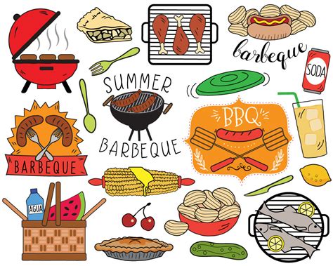 BBQ Clipart, Summer Barbecue Clipart, Picnic Clip Art, Bbq Invitation ...
