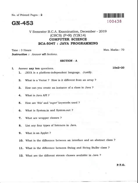 Image result for BCA Java Question Paper
