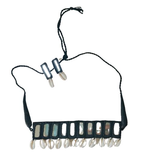 Advaita Handicrafts-Black Choker Navratri Necklace Set with Shell & Mi ...