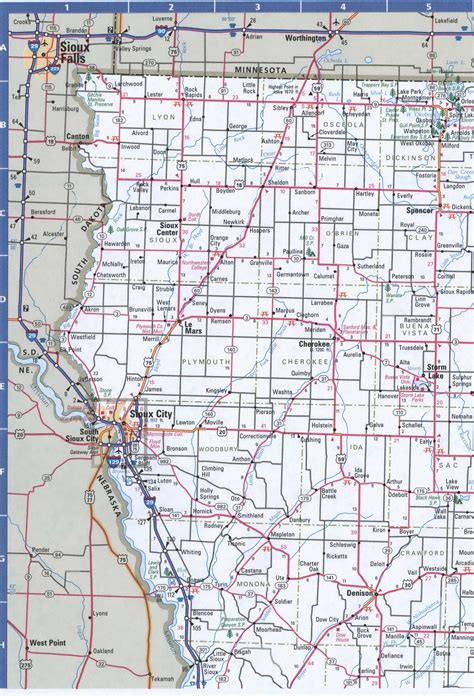 Large Detailed Roads And Highways Map Of Iowa State With All Cities ...