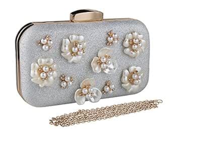 ECOSUSI Oval Glitter Crystal Floral Hard Case Clutch Elegant Beaded ...