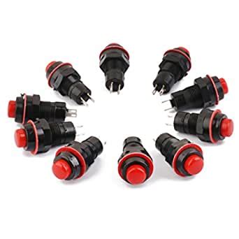 10 x Car Boat Locking Dash ON-OFF Push Button 2-Pin Latching Switch Red ...