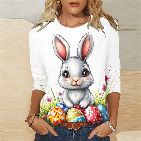 AGWOLF Easter Shirts for Women,2025 Women's Fashion Tees Casual ...