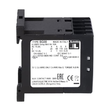 11BG0031A024 Lovato | Lovato Orange BG Contactor Relay, 24 V ac Coil, 4 ...