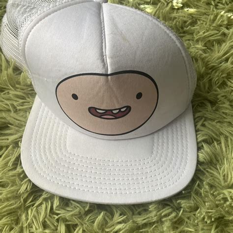 Scene 2000s White and tan Finn the human hat... | Depop