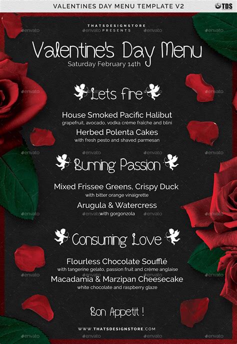 Valentines Day Menu Template V2 | Valentine's day menu ideas ...