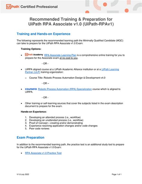 Ui Path Certified Professional - RPA Associate v1.0 Recommended ...