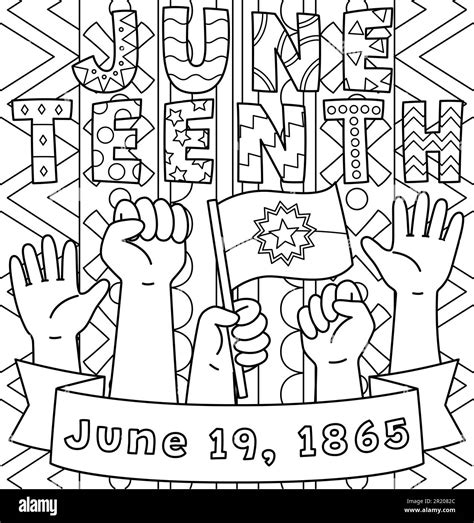 Juneteenth Raising Hands Coloring Page for Kids Stock Vector Image ...