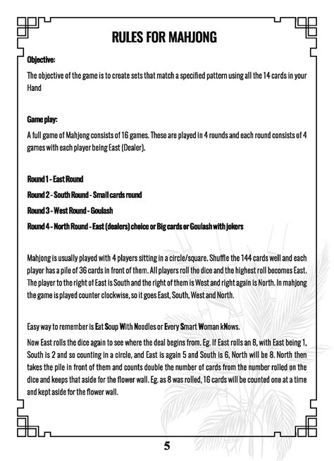 Mahjong Calling - Rules Guidebook