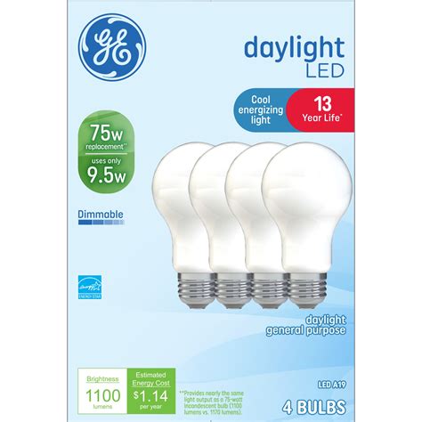 GE LED Light Bulbs, 75 Watt, Daylight, A19 Bulbs, Medium Base, Frosted ...