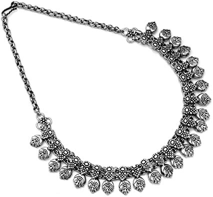 KALPDRUM Tribal Oxidised Silver Traditional Choker Necklace Set For ...