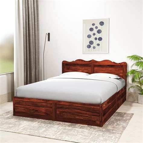 Amazon Brand - Solimo Mehraab Queen Size Solid Sheesham Wood Bed with ...