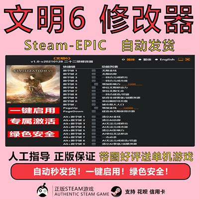 文明6 修改器 steam epic 辅助科技工具 不含游戏 单机工具-淘宝网