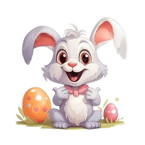 Bunny Character Laughing Funny Happy Easter Cartoon Rabbit With Egg ...