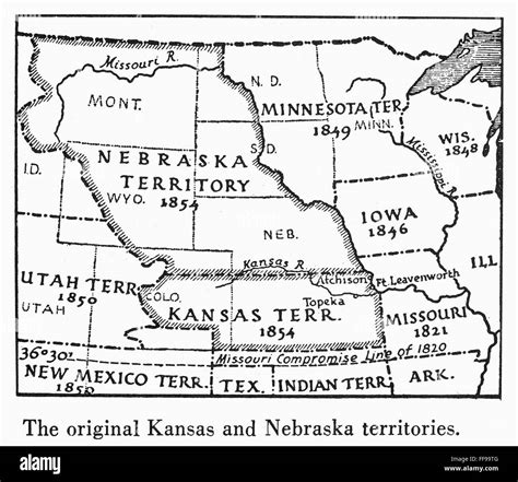 KANSAS-NEBRASKA MAP, 1854. /nDetail of a map of the United States ...