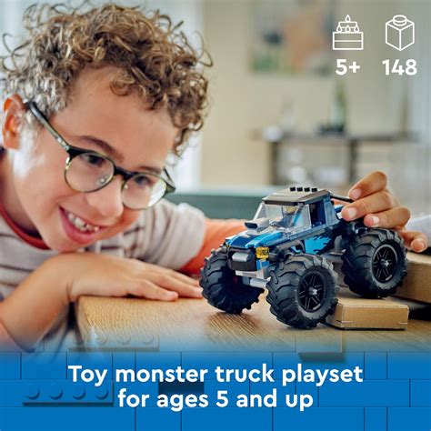 Buy LEGO City Blue Monster Truck Off-Road Toy Set Building Kit for Ages ...