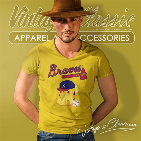 Pikachu Baseball Atlanta Braves Shirt - Vintagenclassic Tee