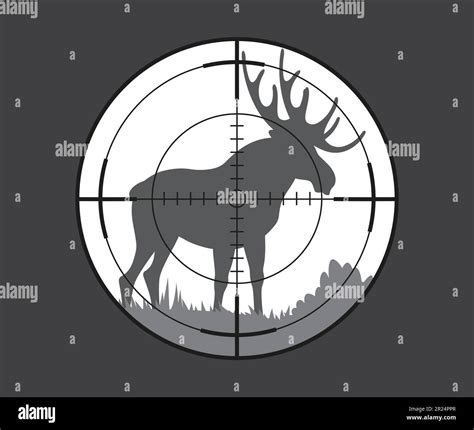 Moose or elk animal target, hunting sport. Vector silhouette of wild ...