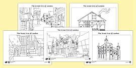 The Great Fire of London Extra Large Colouring Pages
