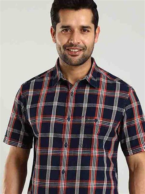 Buy Men Checked Half Sleeve Cotton Shirt – Indian Terrain