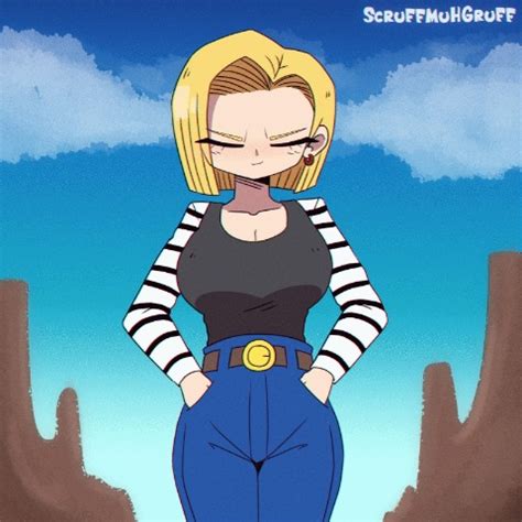 dragon ball, android 18, scruffmuhgruff, animated, blush - Rule 34 XYZ