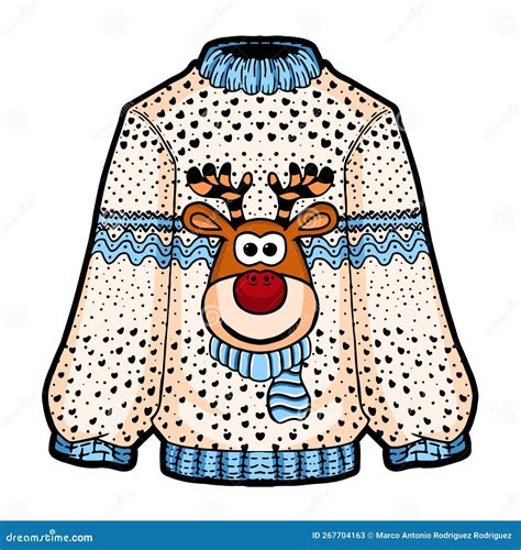 Vector Cartoon Cute Christmas Sweater Illustration Isolated Stock ...
