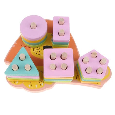 Buy Enakshi (LABEL) Wooden Cartoon Lion Shape Match Building Blocks ...