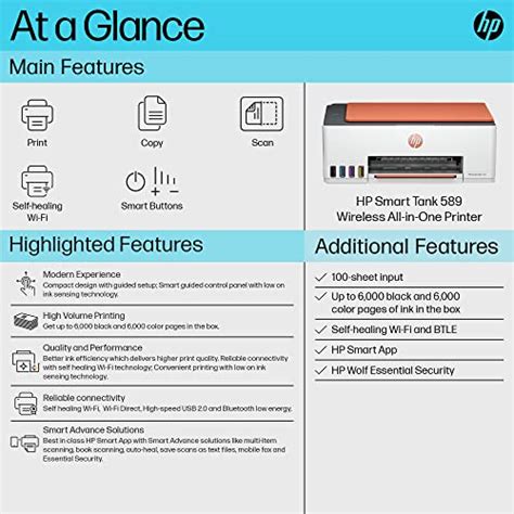 HP Smart Tank 585 All-in-one WiFi Colour Printer Print, Scan & Copy for ...
