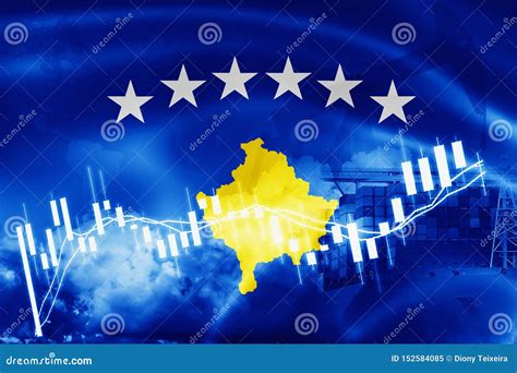 Kosovo Flag, Stock Market, Exchange Economy and Trade, Oil Production, Container Ship in Export ...