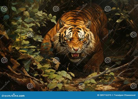 Bengal Tiger Hiding or Lurking in the Forest Hunting for Preys, Animals Wildlife Concept, Animal ...