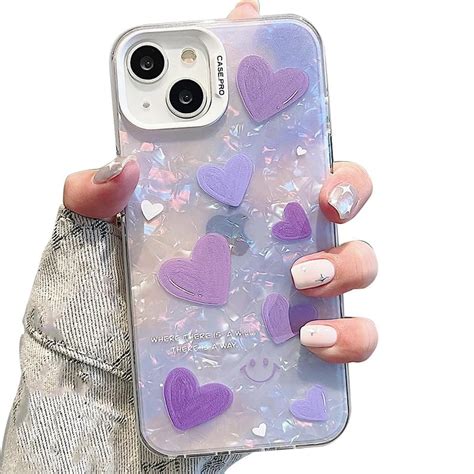 mobistyle Designed for iPhone 14 Cover Cool Shining Shell Love Heart ...