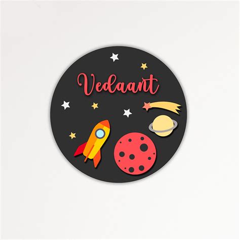 Kids Name Plate 2 Layer - Mars Planet – Chanu Manu