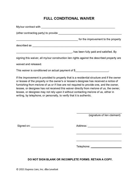 Michigan Final Conditional Lien Waiver Form | Free Template