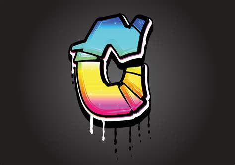 C letter 3D Graffiti Dripping alphabet font vector 11974548 Vector Art ...