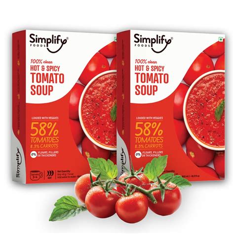Simplify Foods Hot & Spicy Tomato Instant Soup | Made with 58% Real ...