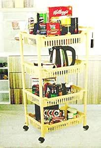 Buy N M Z Kitchen Trolley with Wheels 4 Tier Multi Color 1 Pcs Online ...