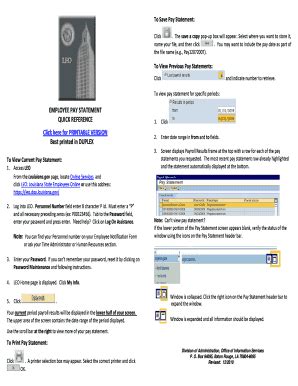 Fillable Online doa louisiana EMPLOYEE PAY STATEMENT QUICK REFERENCE ...