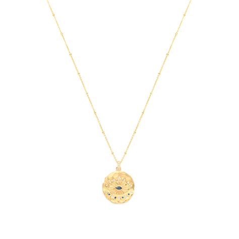 Evil Eye Protection Necklace, 18k Gold over Sterling Silver with Sapph ...