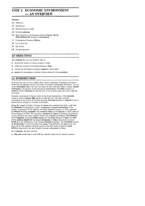Unit-2 - Bachelor's degree programs - UNIT 2 ECONOMIC ENVIRONMENT ...