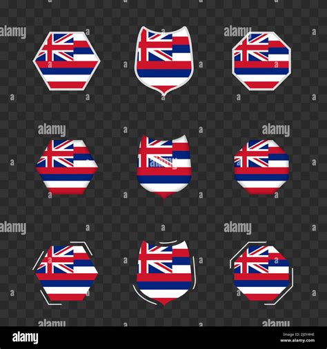 National symbols of Hawaii on a dark transparent background, vector flags of Hawaii. Vector ...