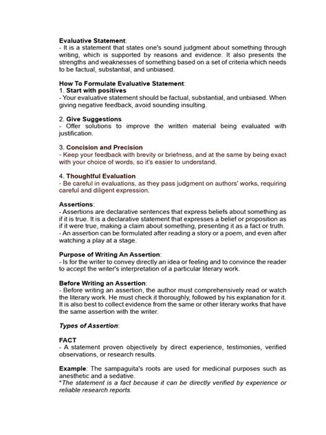 Image result for Evaluative Statement Examples