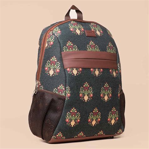 Royal Green Mogra Print Classic Backpack – Zouk