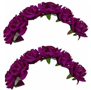 Buy LYF5STAR Artificial Bridal Purple Rose Flower Veni Gajra Hair Juda ...