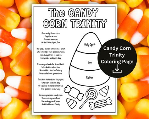 Candy Corn Trinity Printable Coloring Page, Candy Corn Trinity Poem Craft, Halloween Fall Sunday ...