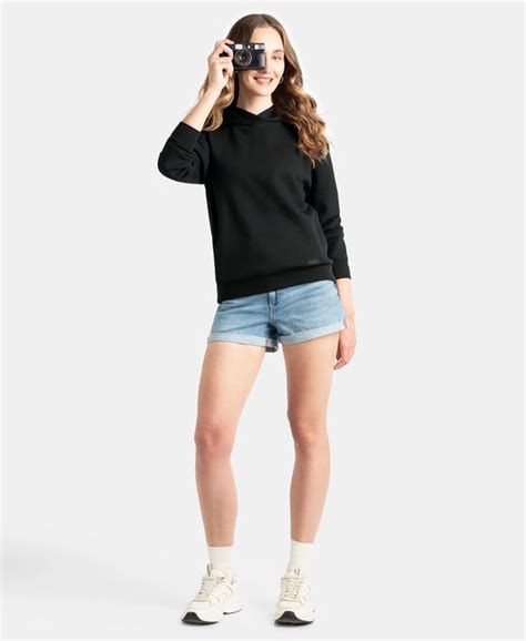 Buy Microfiber Cotton Blend Elastane Stretch Drop Shoulder Hoodie ...
