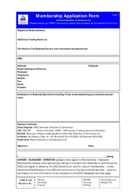 Fillable Online Membership Application Form Page 1 Fax Email Print ...
