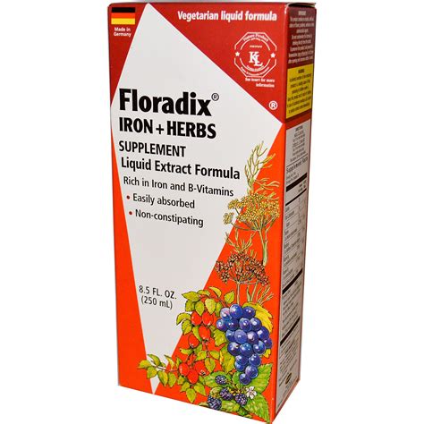 Flora, Floradix, Iron + Herbs Supplement, Liquid Extract Formula, 8.5 ...