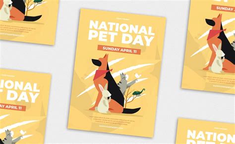 宠物日棕色传单/海报/Instagram设计模板 National Pet Day Brown – Flyer, Poster, IG AS ...